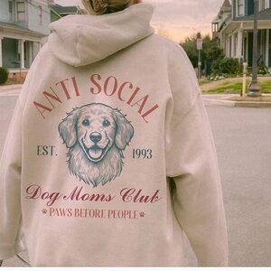 Anti Social Dog Moms Club Hoodie - Cream